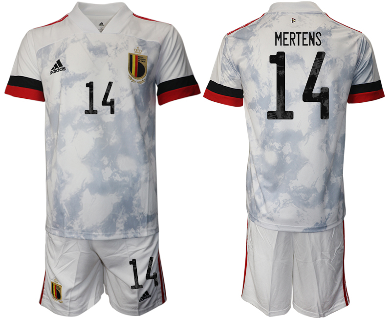 Men 2021 European Cup Belgium away white #14 Soccer Jersey->belgium jersey->Soccer Country Jersey